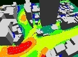 コンピューターシミュレーションによるビル風予測